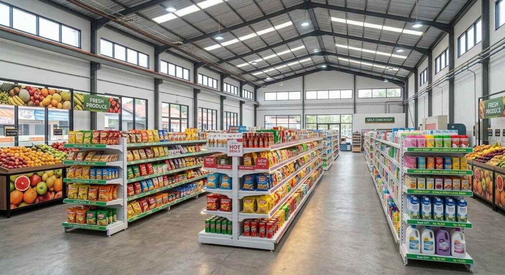 Cara menata barang di rak gondola minimarket agar rapi