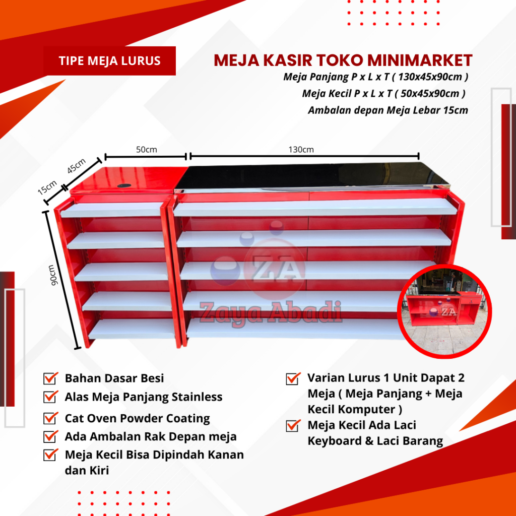 Meja kasir gaya industrial