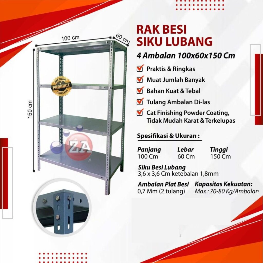 Ukuran rak besi siku 4 susun ideal